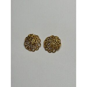 Vintage Gold Tone Bluette Clip On Earrings French Designer Statement Earrings